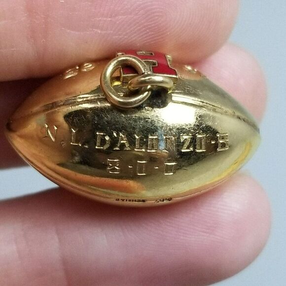 Vintage 1965 Football Letter H Red Enamel Charm Fob Trophy Award D'Alonzo Estate - Picture 4 of 8